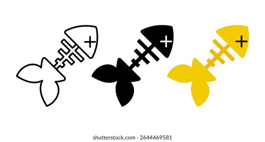 fish bone icon set. modern design isolated on white background