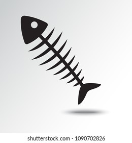 Fish bone icon with shadow. Vector illustration