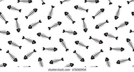 fish bone icon shark dolphin cartoon wallpaper seamless pattern background