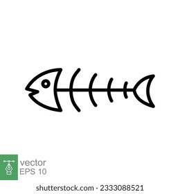 Fish bone icon. Simple outline style. Fishbone skeleton, fish skull, head and tail, animal anatomy concept. Thin line symbol. Vector illustration isolated on white background. EPS 10.