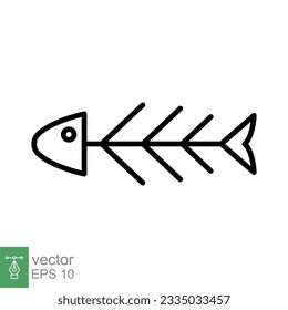 Fish bone icon. Simple outline style. Fishbone skeleton, fish skull, head and tail, animal anatomy concept. Thin line symbol. Vector illustration isolated on white background. EPS 10.