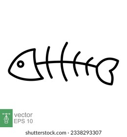 Fish bone icon. Simple outline style. Fishbone skeleton, fish skull, head and tail, animal anatomy concept. Thin line symbol. Vector illustration isolated on white background. EPS 10.