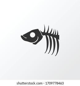 Símbolo de icono de hueso de pescado. Pieza de esqueleto de pescado aislado de primera calidad en estilo moderno.