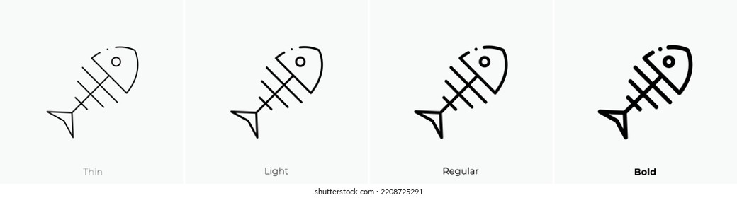 fish bone icon. Thin, Light Regular And Bold style design isolated on white background