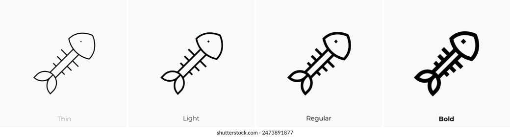 fish bone icon. Thin, Light Regular And Bold style design isolated on white background