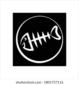 Fish Bone Icon, Fish Bone Vector Art Illustration