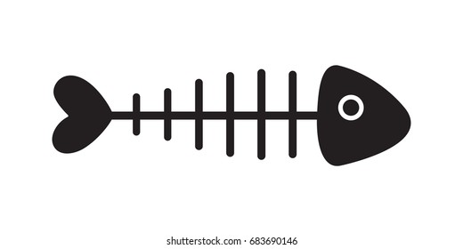 fish bone icon vector doodle illustration