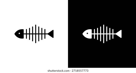 Ilustración vectorial de icono de hueso de pescado - iconos de vector de estilo negro de alta calidad