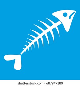 Fish bone icon white isolated on blue background vector illustration