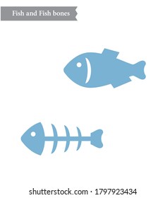 Fish and Fish bone icons vector illustration