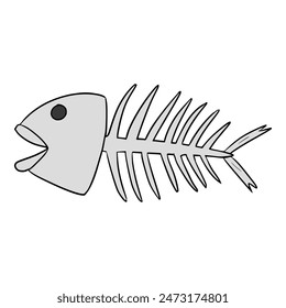 fish bone illustration hand drawn isoalted vector