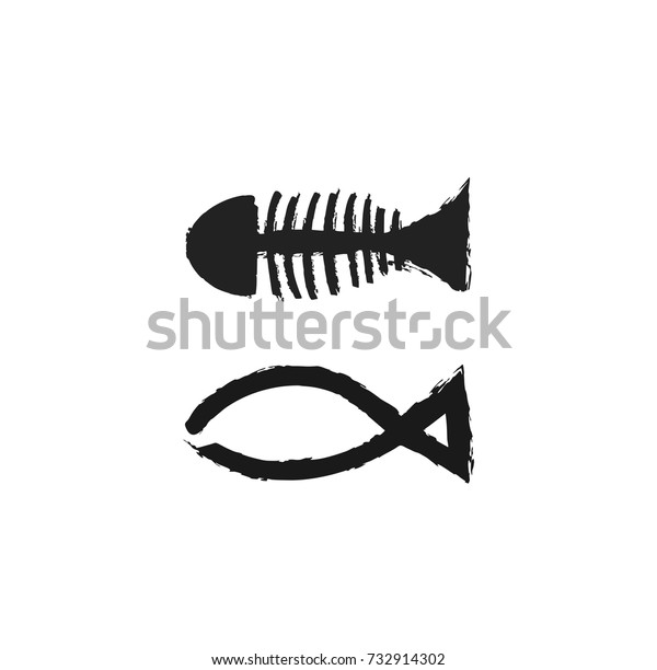 Fish Bone Ink Art Stock Vector (Royalty Free) 732914302 | Shutterstock