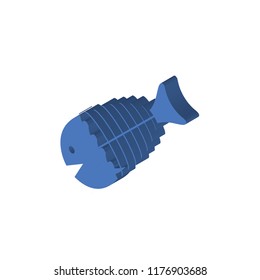 Fish bone isometric left top view 3D icon