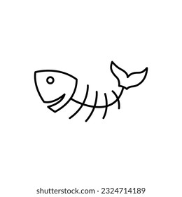 Fish bone line icon vector design