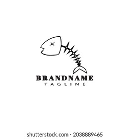 fish bone logo cartoon design template icon black modern isolated vector