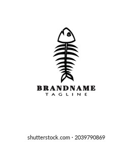 fish bone logo cartoon design template icon black modern isolated vector illustration