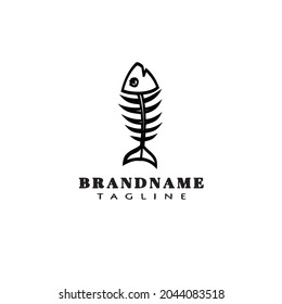 fish bone logo cartoon design template icon black modern isolated illustration