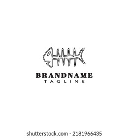 fish bone logo cartoon design template icon black modern isolated vector illustration