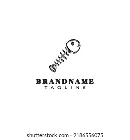 fish bone logo cartoon design template icon black modern isolated vector illustration