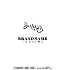 fish bone logo cartoon design template icon black modern isolated vector illustration