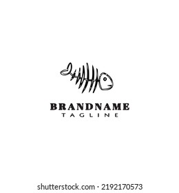fish bone logo cartoon design template icon black modern isolated vector illustration