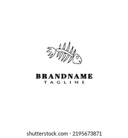 fish bone logo cartoon design template icon black modern isolated vector illustration