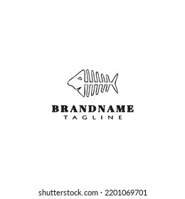 fish bone logo cartoon design template icon black modern isolated vector illustration