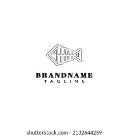 fish bone logo cartoon icon design template black modern isolated vector illustration