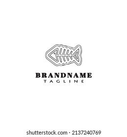 fish bone logo cartoon icon design template black modern isolated vector illustration