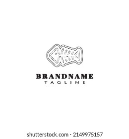 fish bone logo cartoon icon design template black modern isolated vector illustration