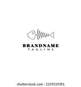 fish bone logo cartoon icon design template black modern isolated vector illustration