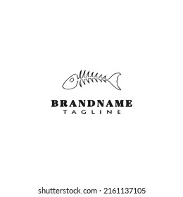 fish bone logo cartoon icon design template black modern isolated vector illustration