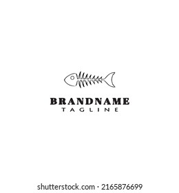 fish bone logo cartoon icon design template black modern isolated vector illustration