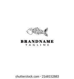 fish bone logo cartoon icon design template black modern isolated vector illustration