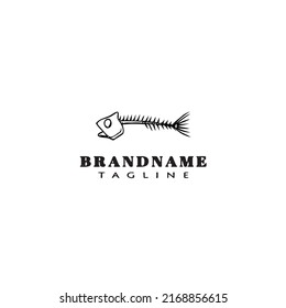 fish bone logo cartoon icon design template black modern isolated vector illustration