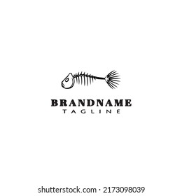 fish bone logo cartoon icon design template black modern isolated vector illustration