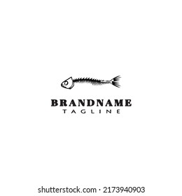 fish bone logo cartoon icon design template black modern isolated vector illustration