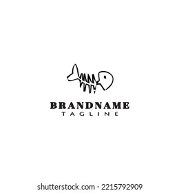 fish bone logo cartoon icon design template black modern isolated vector illustration