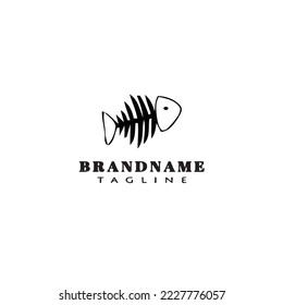 fish bone logo cartoon icon template black modern isolated vector illustration