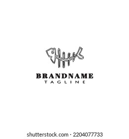 fish bone logo design template icon black modern isolated vector illustration