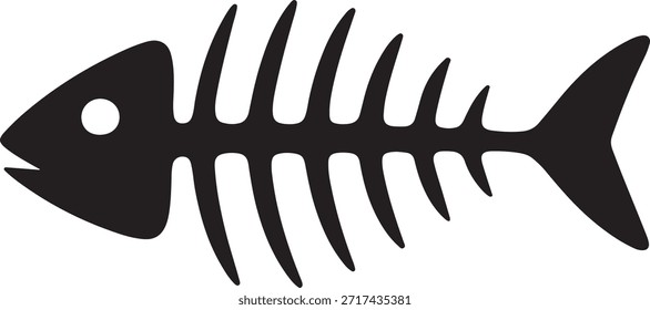 Ilustración vectorial de la silueta del logotipo del hueso de pescado