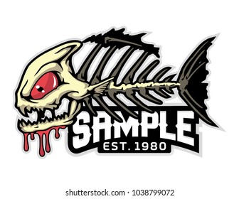 fish bone mascot for logo and t-shirt illustration