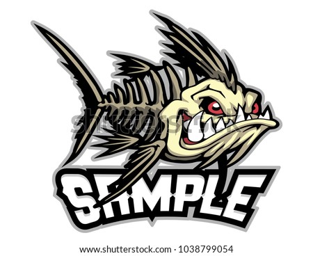 fish bone mascot for logo and t-shirt illustration