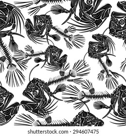 Fish bone on a white background, vector illustration