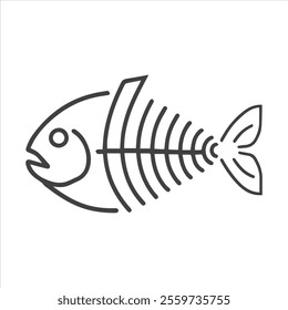 fish bone outline vector illustration icon symbol 