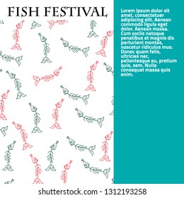 Fish bone pattern. Fish festival. Flat colored vector illustration