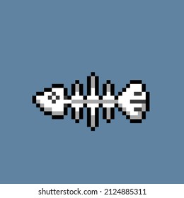 fish bone in pixel art style