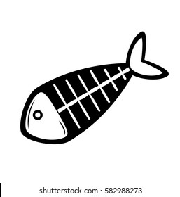 Fish bone pop art icon. Vector illustration isolated on white background