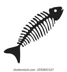 Fish bone remains. Flat vector icon or fish skeleton symbol for ecology and wildlife conservation themes decoration and design.