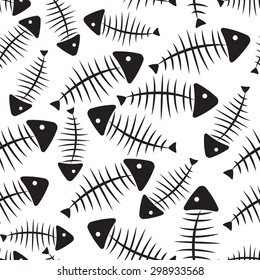 Fish Bone Seamless Pattern Background Vector Illustration EPS10